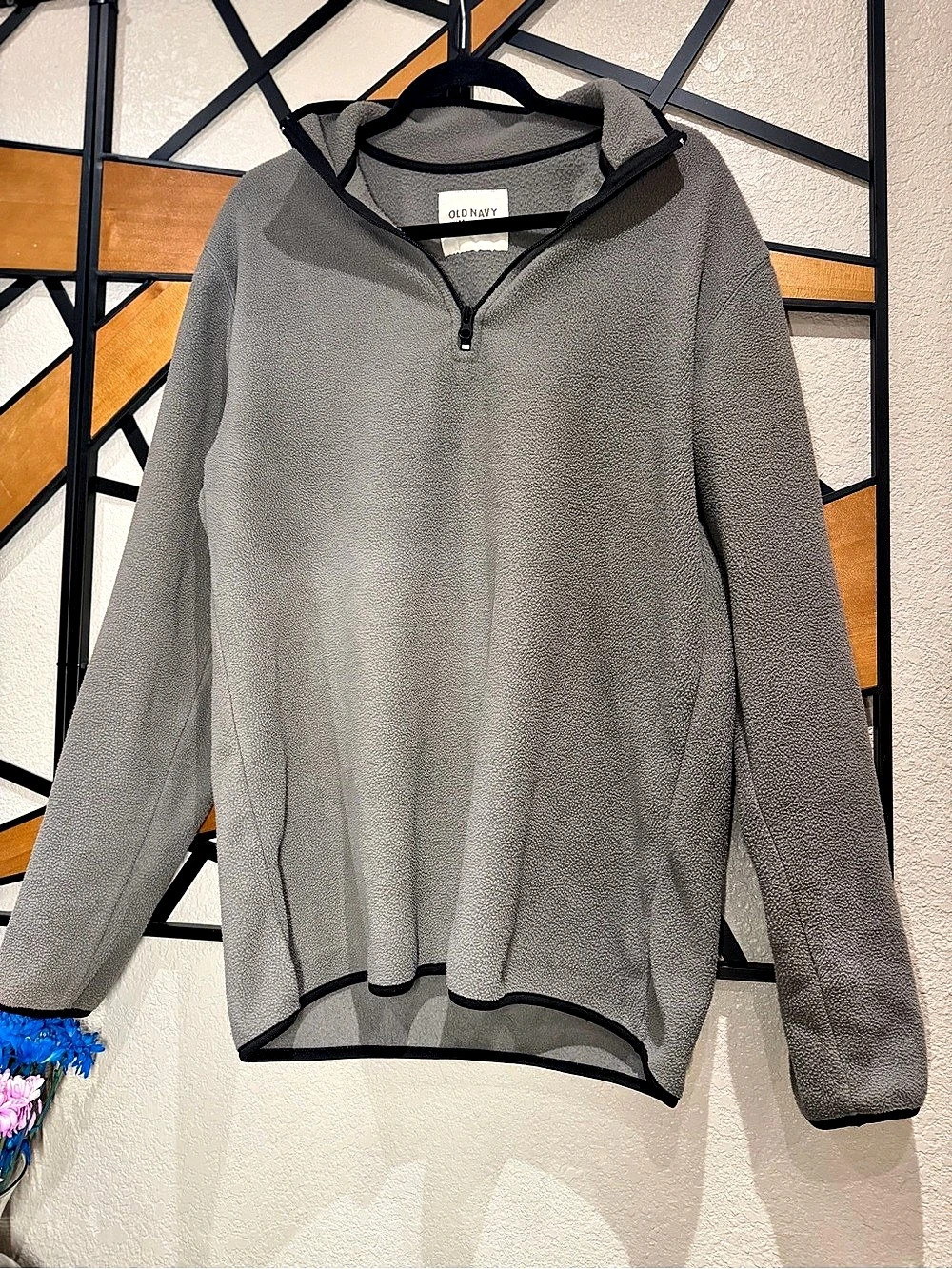 Old Navy Quarter-Zip Fleece Pullover Men's Gray Size Medium